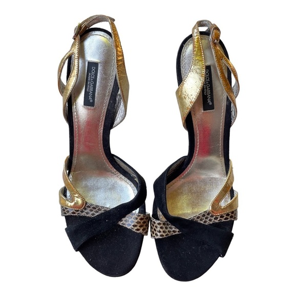 Dolce & Gabbana heels sz 39.5 Black gold - Picture 1 of 7